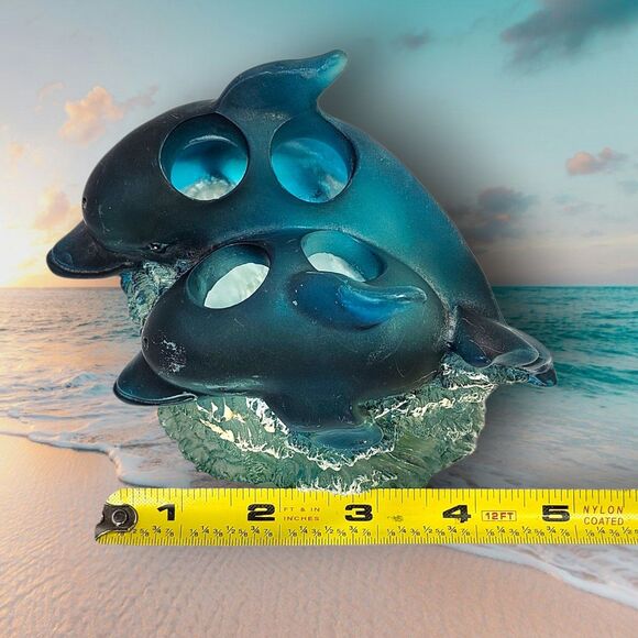 Y2K Jump for Joy Dolphin Toothbrush Holder 2000 Allure Ocean Wave Blue Resin - Picture 8 of 10